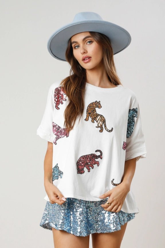 T-shirt ample et décontracté avec motif tigre - GHOST MIRACLE
